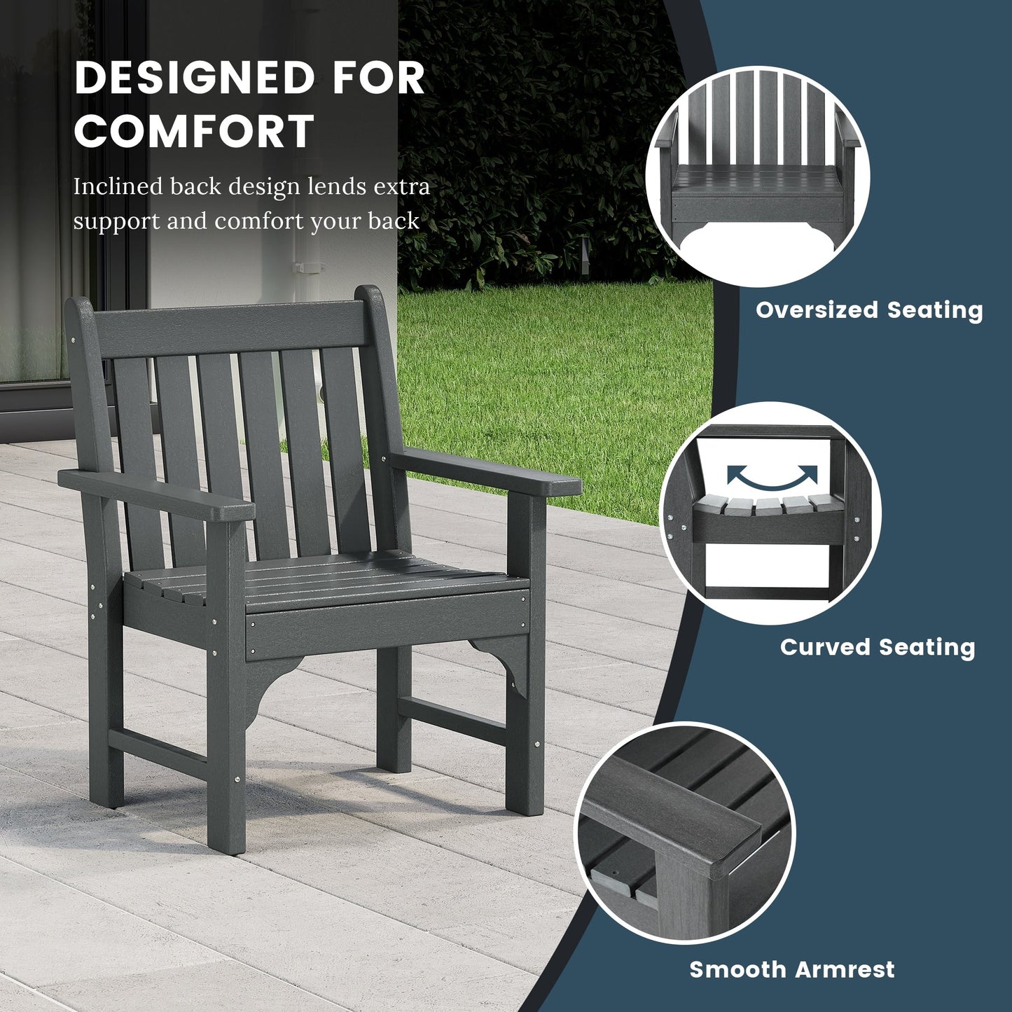 Polytrends Laguna 6-Piece Outdoor Patio Rectangle Table Garden Arm Chair Dining Set With Bench