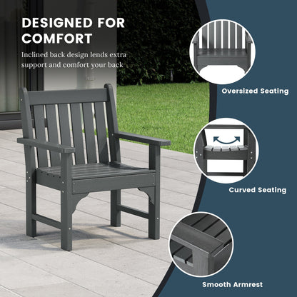 Polytrends Laguna 6-Piece Outdoor Patio Rectangle Table Garden Arm Chair Dining Set With Bench