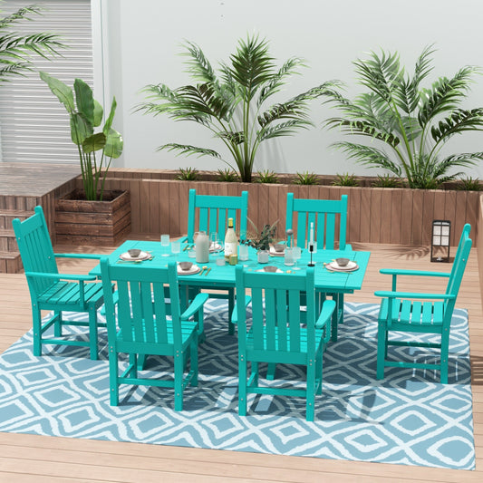 Polytrends Laguna Hdpe All Weather Outdoor Patio Dining Set with Rectangle Table, Arm Chairs (7-Piece Set)