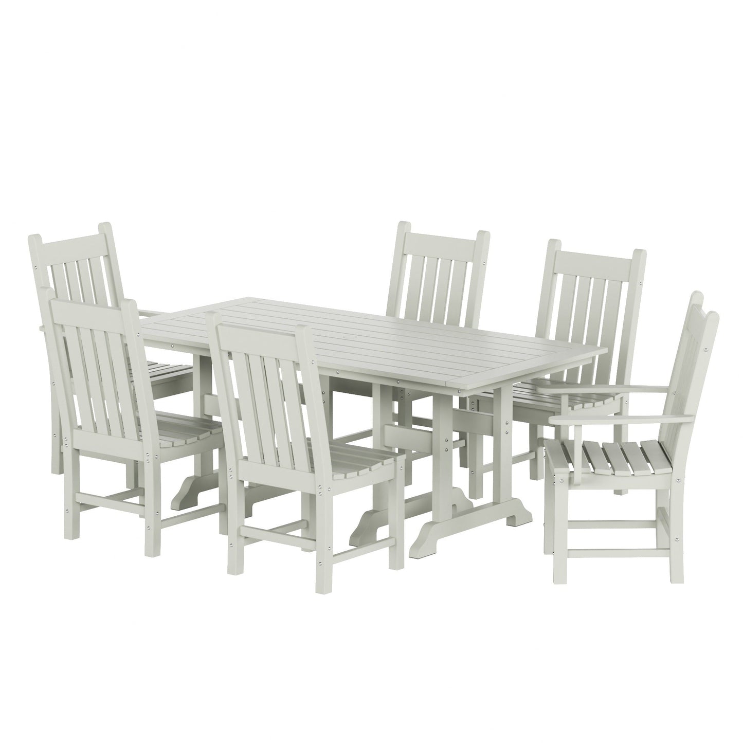 Polytrends Laguna Hdpe All Weather Outdoor Patio Dining Set with Rectangle Table, Side Chairs (7-Piece Set)