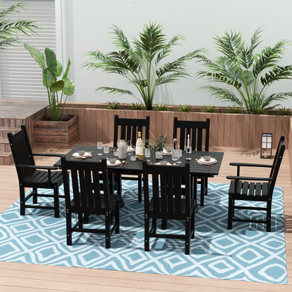 Polytrends Laguna Hdpe All Weather Outdoor Patio Dining Set with Rectangle Table, Side Chairs (7-Piece Set)