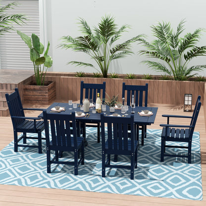 Polytrends Laguna Hdpe All Weather Outdoor Patio Dining Set with Rectangle Table, Side Chairs (7-Piece Set)