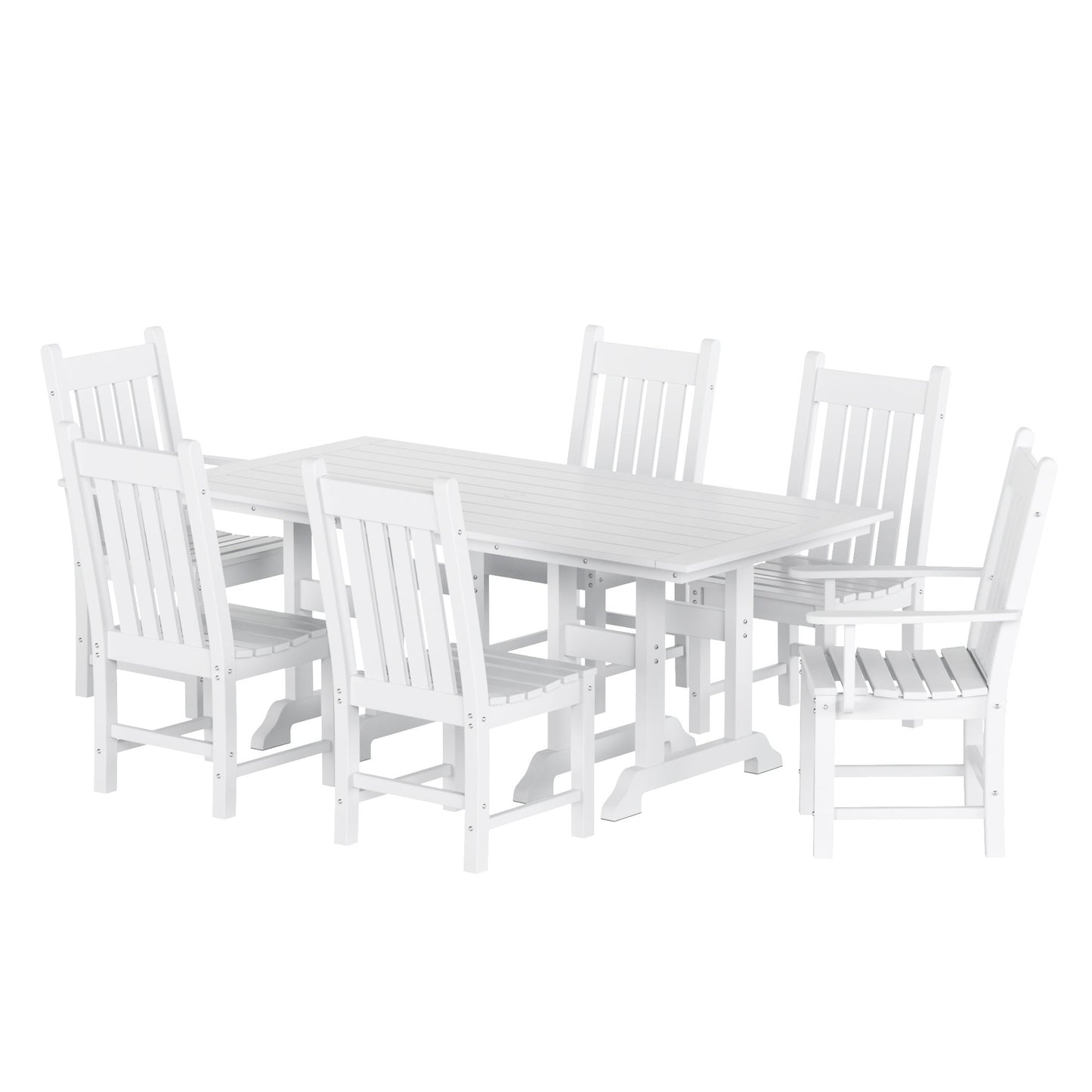 Polytrends Laguna Hdpe All Weather Outdoor Patio Dining Set with Rectangle Table, Side Chairs (7-Piece Set)