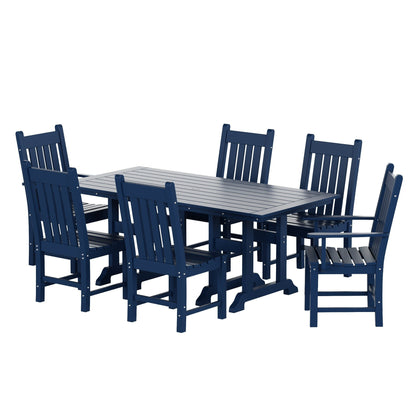 Polytrends Laguna Hdpe All Weather Outdoor Patio Dining Set with Rectangle Table, Side Chairs (7-Piece Set)
