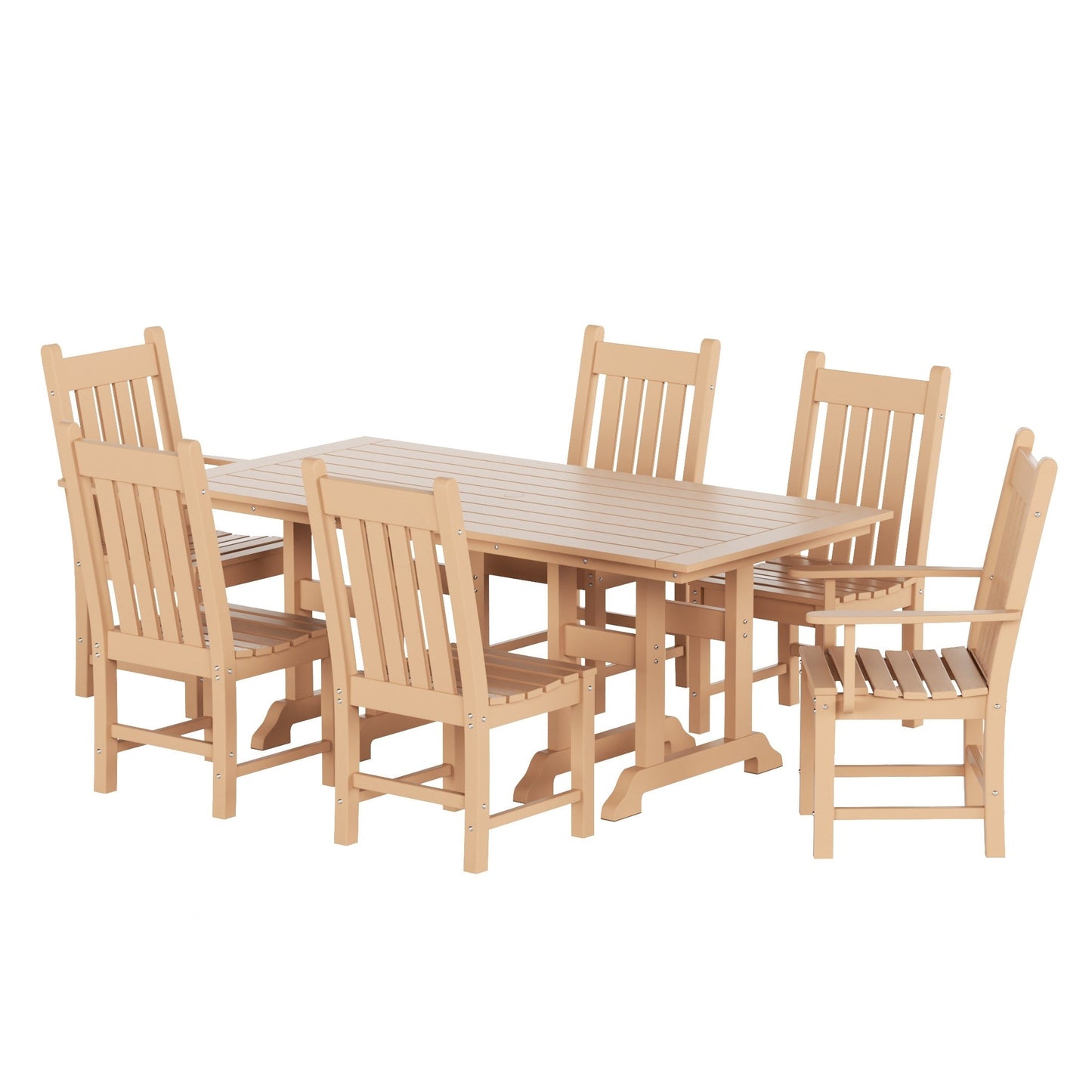 Polytrends Laguna Hdpe All Weather Outdoor Patio Dining Set with Rectangle Table, Side Chairs (7-Piece Set)