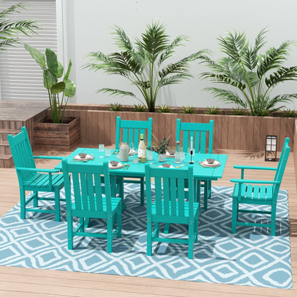 Polytrends Laguna Hdpe All Weather Outdoor Patio Dining Set with Rectangle Table, Side Chairs (7-Piece Set)