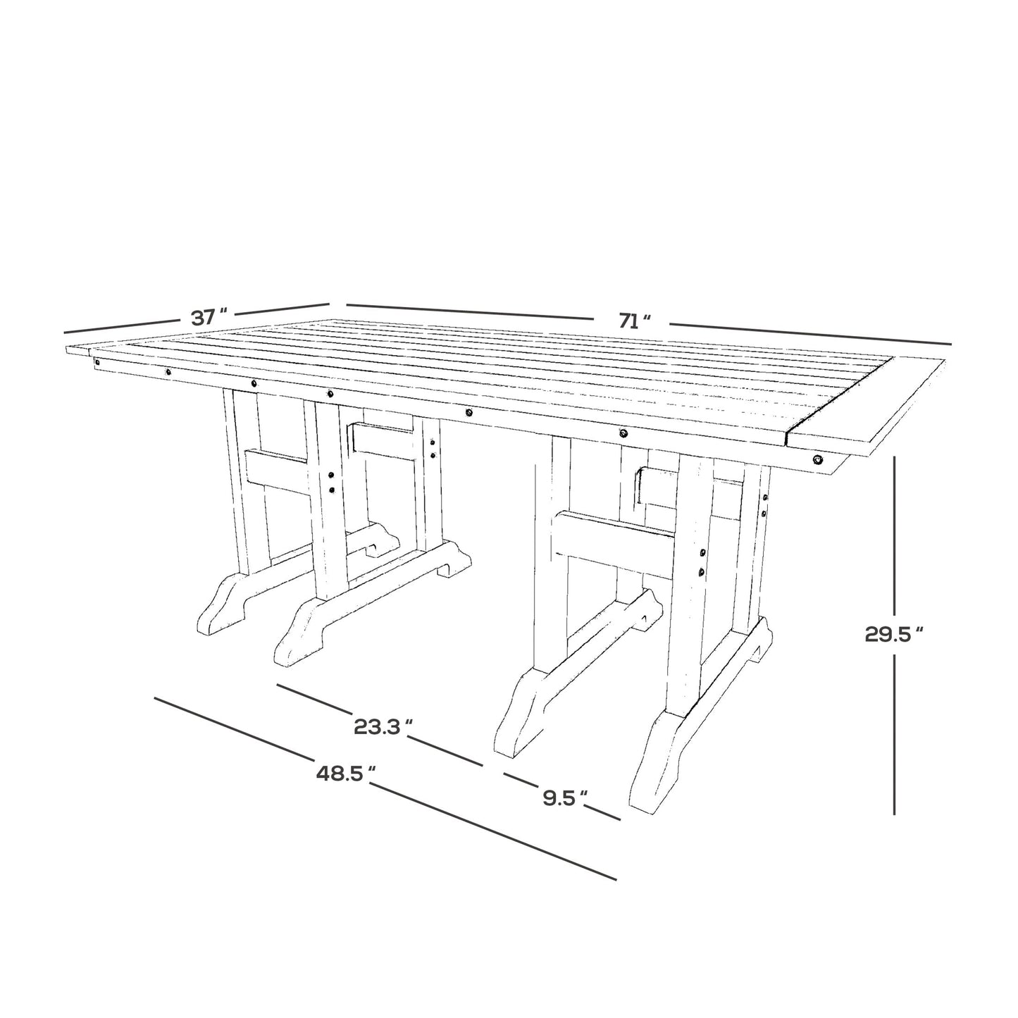 Polytrends Laguna Hdpe All Weather Outdoor Patio Dining Set with Rectangle Table, Side Chairs (7-Piece Set)