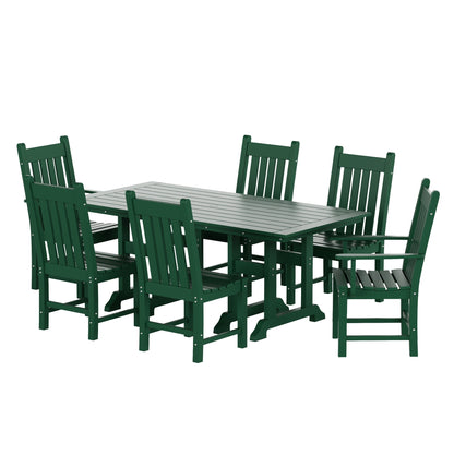 Polytrends Laguna Hdpe All Weather Outdoor Patio Dining Set with Rectangle Table, Side Chairs (7-Piece Set)