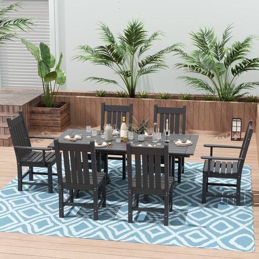 Polytrends Laguna Hdpe All Weather Outdoor Patio Dining Set with Rectangle Table, Side Chairs (7-Piece Set)
