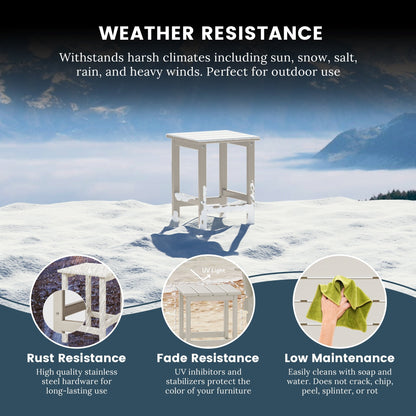 Polytrends Laguna Hdpe All Weather Outdoor Patio Square Side Table