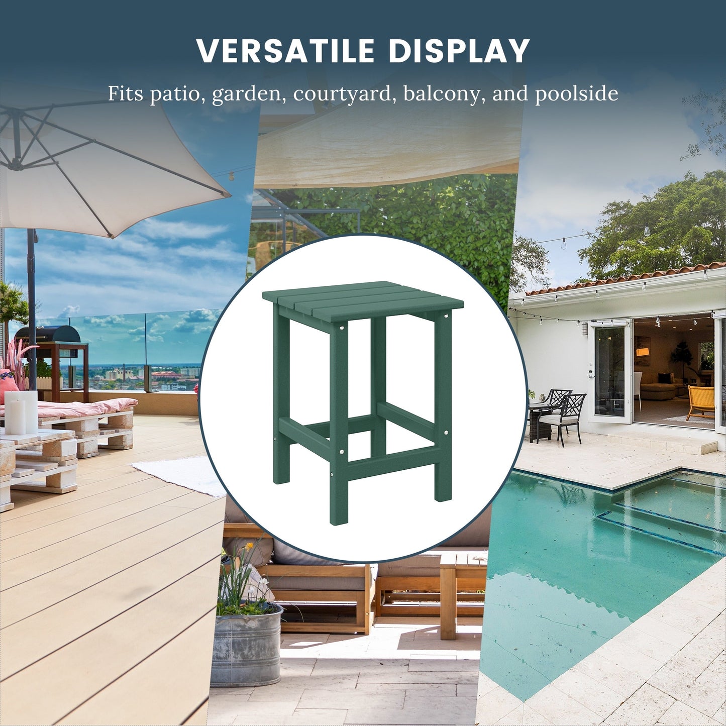 Polytrends Laguna Hdpe All Weather Outdoor Patio Square Side Table