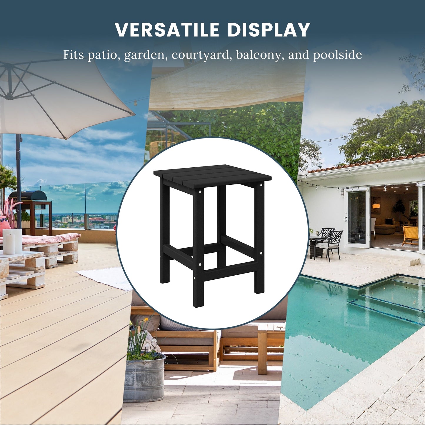 Polytrends Laguna Hdpe All Weather Outdoor Patio Square Side Table