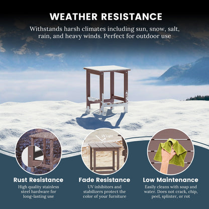 Polytrends Laguna Hdpe All Weather Outdoor Patio Square Side Table