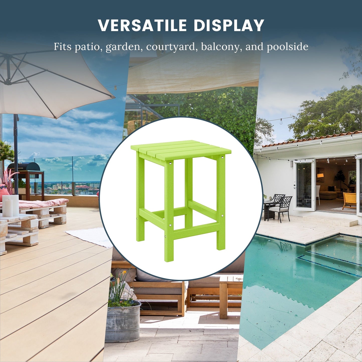 Polytrends Laguna Hdpe All Weather Outdoor Patio Square Side Table