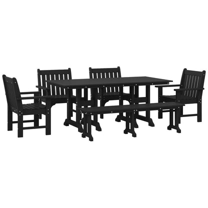 Polytrends Laguna 6-Piece Outdoor Patio Rectangle Table Garden Arm Chair Dining Set With Bench