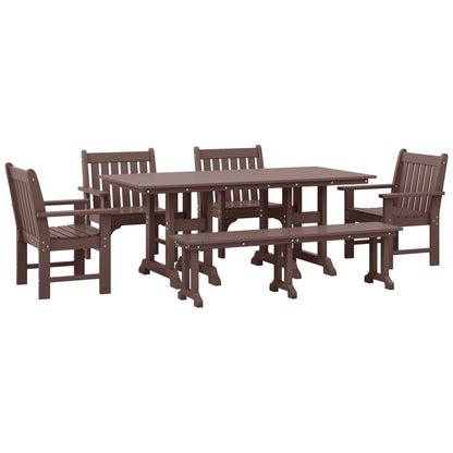 Polytrends Laguna 6-Piece Outdoor Patio Rectangle Table Garden Arm Chair Dining Set With Bench