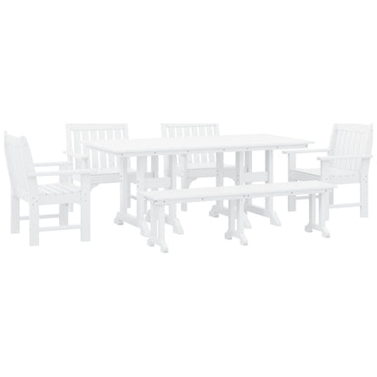 Polytrends Laguna 6-Piece Outdoor Patio Rectangle Table Garden Arm Chair Dining Set With Bench