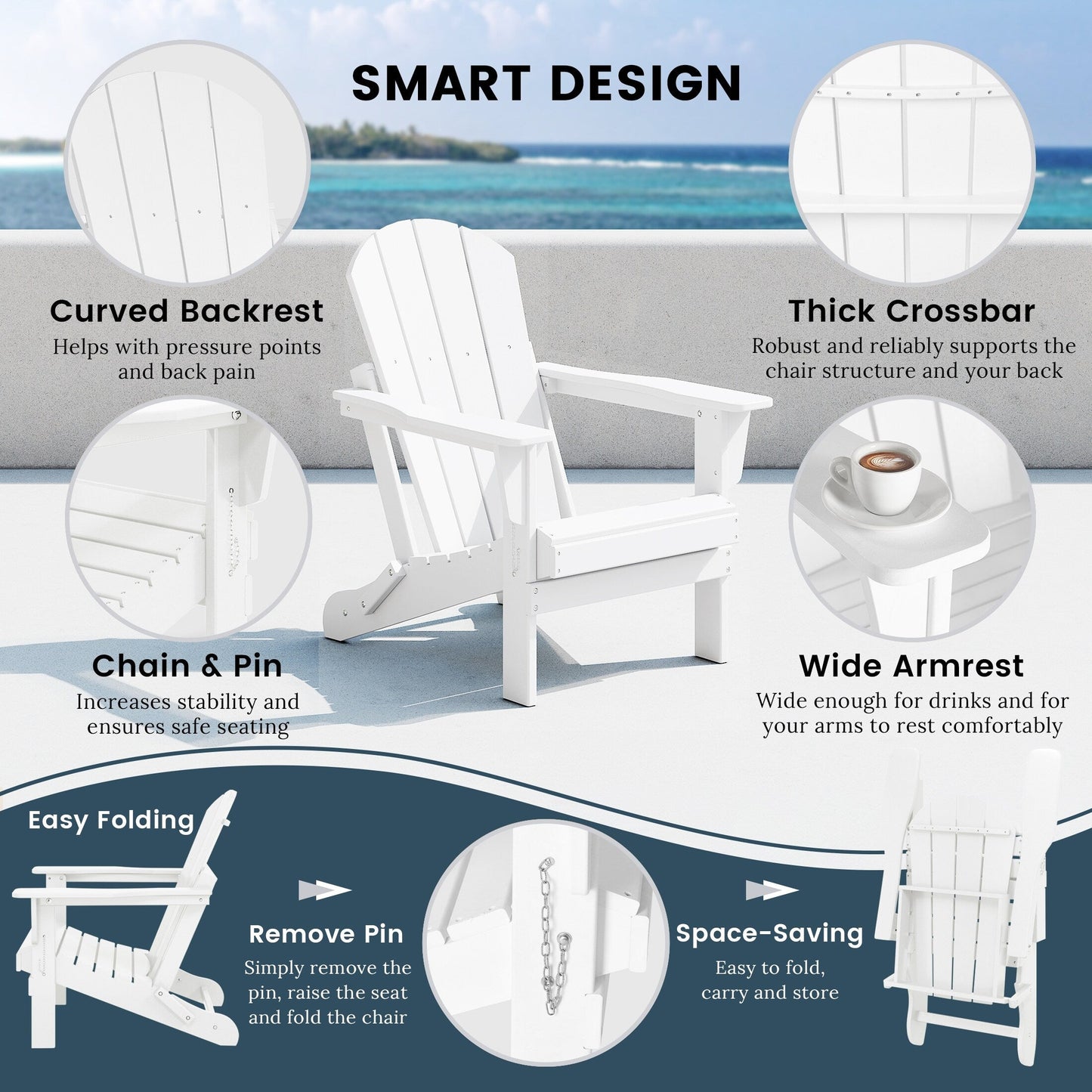 Polytrends Laguna Weather Resistant Outdoor Patio Folding Adirondack Chairs (Set of 2)