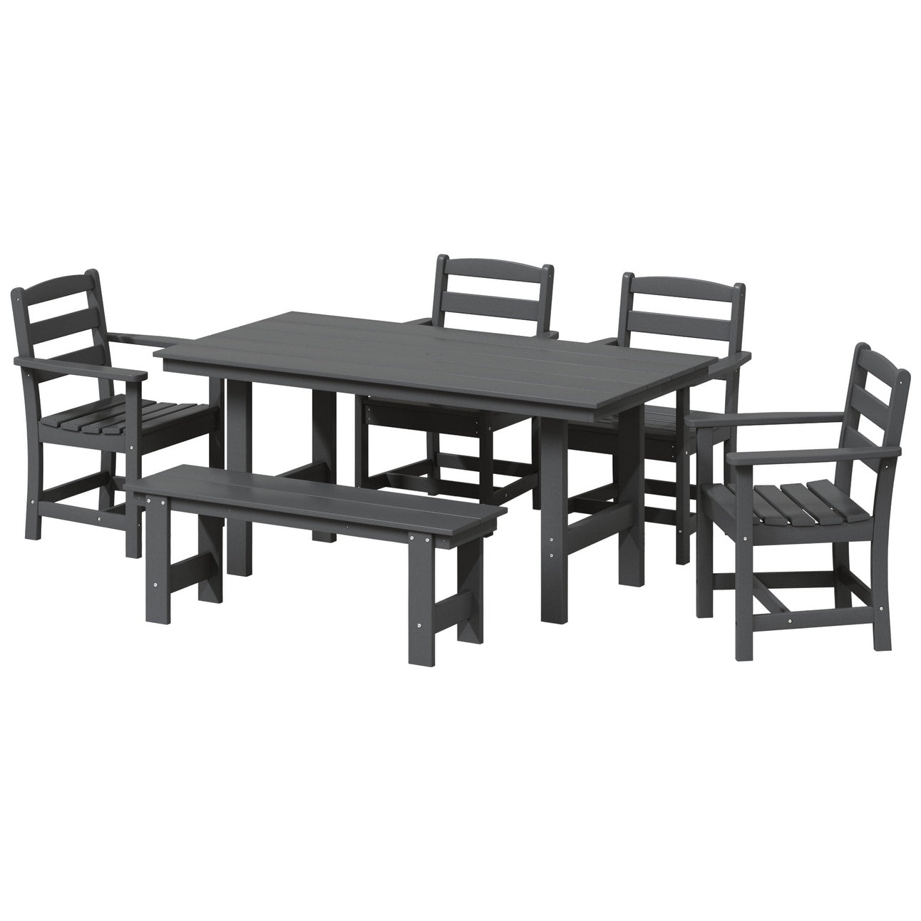 Polytrends Shoreside 6-Piece Arm Chair Dining Set With Bench