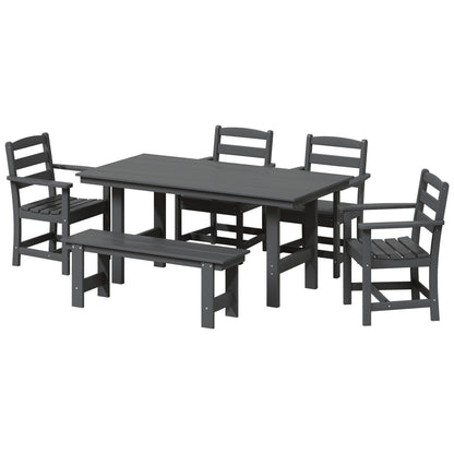 Polytrends Shoreside 6-Piece Arm Chair Dining Set With Bench