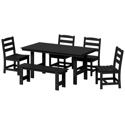Polytrends Shoreside 6-Piece Side Chair Dining Set With Bench