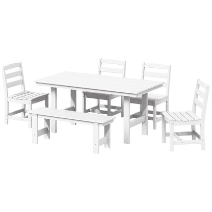 Polytrends Shoreside 6-Piece Side Chair Dining Set With Bench