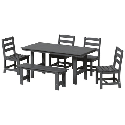 Polytrends Shoreside 6-Piece Side Chair Dining Set With Bench