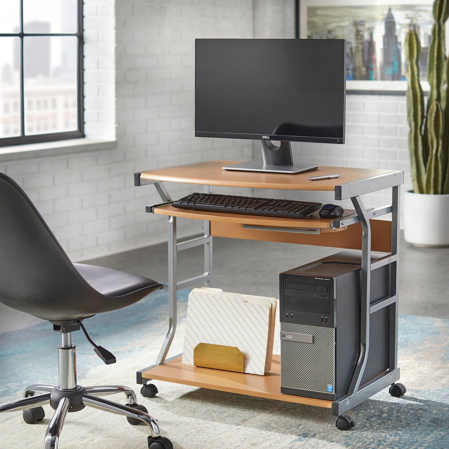 Porch & Den Florica Rolling Computer Desk Cart