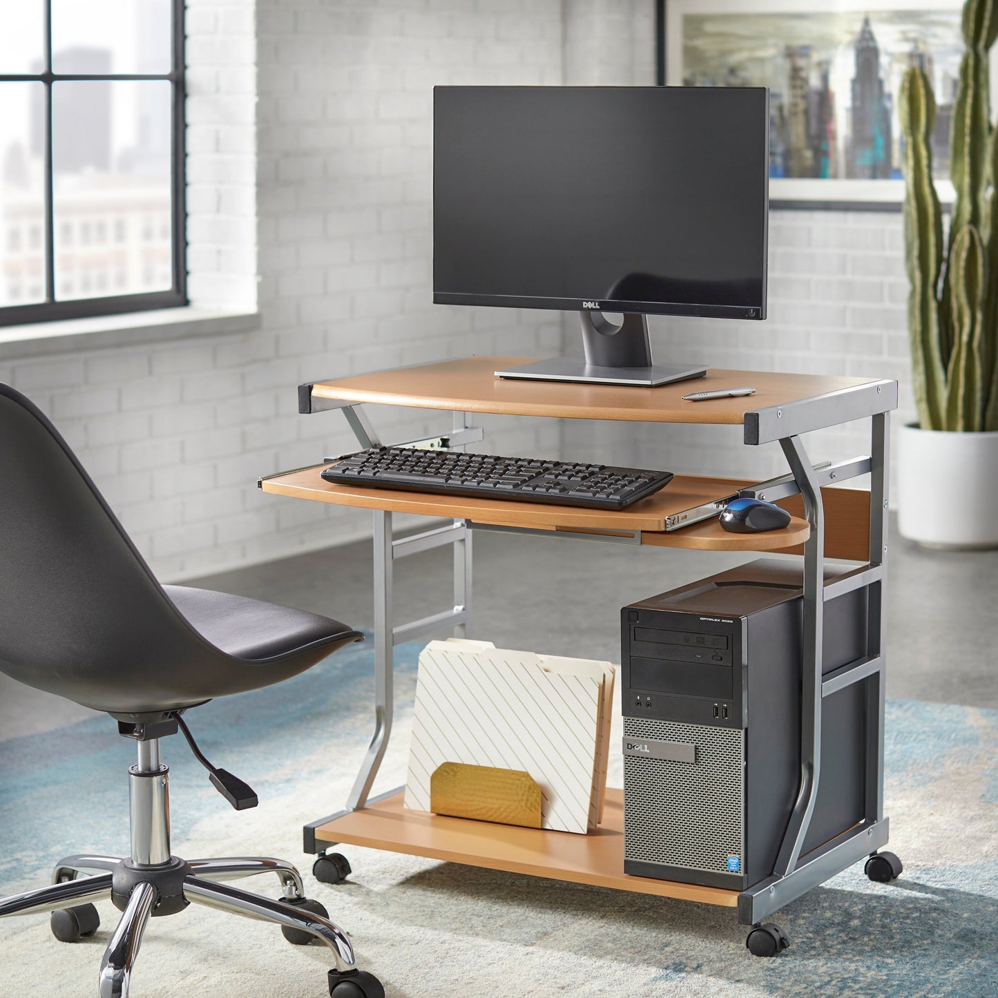Porch & Den Florica Rolling Computer Desk Cart
