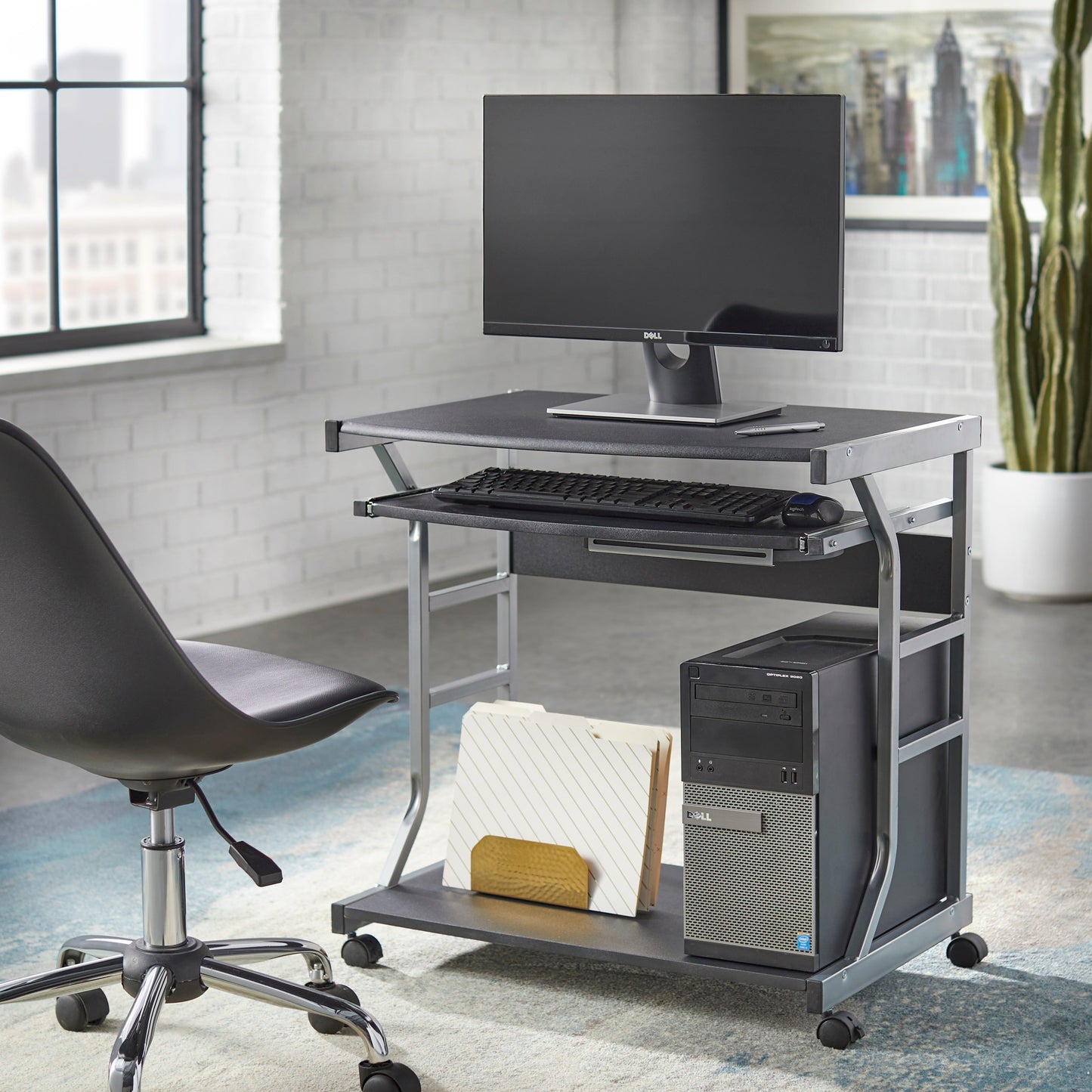 Porch & Den Florica Rolling Computer Desk Cart