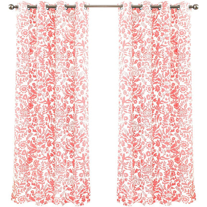 Porch & Den Ouzel Floral Watercolor Blackout Lined Window Curtain Panel Pair