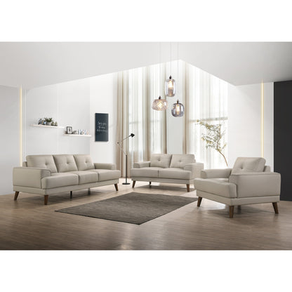 Porter Designs Anzio Transitional Top Grain Leather Sofa, Cream