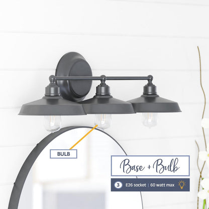 Prominence Home Lyndan, Indoor Vanity & Bathroom Light, Matte Black & Brushed Nickel Finishes - 3-Light