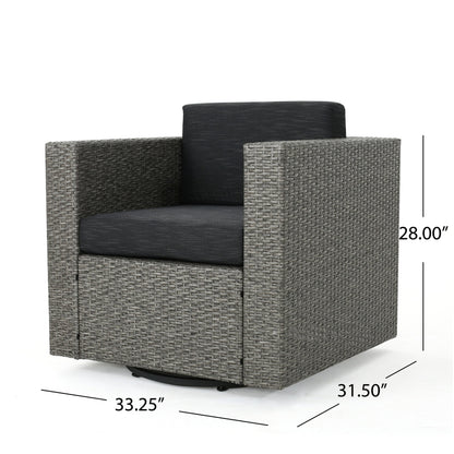 Puerta Outdoor Wicker Swivel Club Chair by Christopher Knight Home