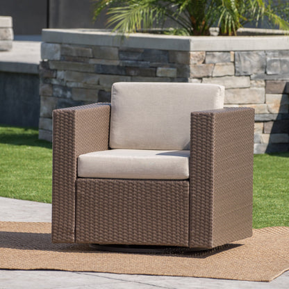 Puerta Outdoor Wicker Swivel Club Chair by Christopher Knight Home