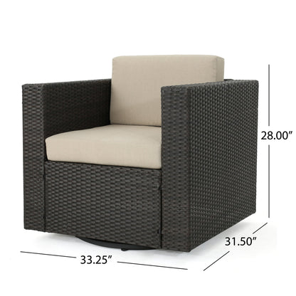 Puerta Outdoor Wicker Swivel Club Chair by Christopher Knight Home