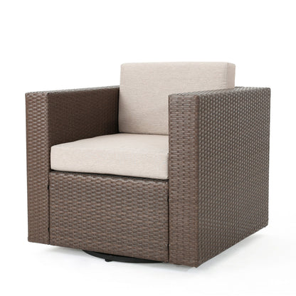 Puerta Outdoor Wicker Swivel Club Chair by Christopher Knight Home