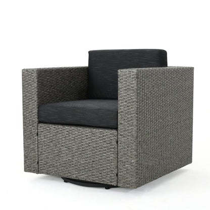 Puerta Outdoor Wicker Swivel Club Chair by Christopher Knight Home
