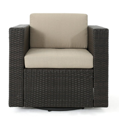 Puerta Outdoor Wicker Swivel Club Chair by Christopher Knight Home