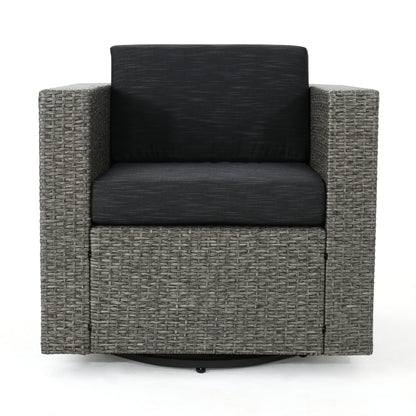 Puerta Outdoor Wicker Swivel Club Chair by Christopher Knight Home
