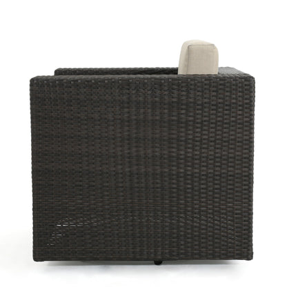 Puerta Outdoor Wicker Swivel Club Chair by Christopher Knight Home
