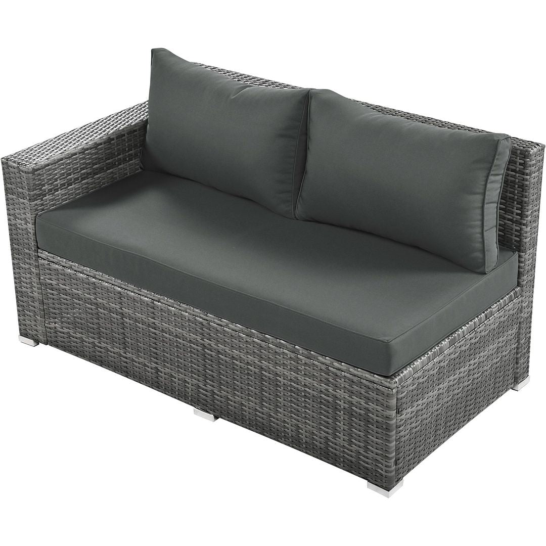 6-Piece PE Rattan Patio Sofa Set with Storage & Adjustable Seats