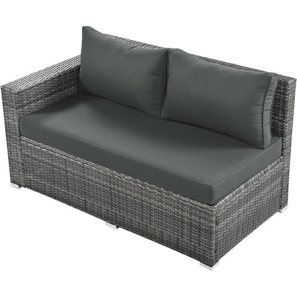 6-Piece PE Rattan Patio Sofa Set with Storage & Adjustable Seats