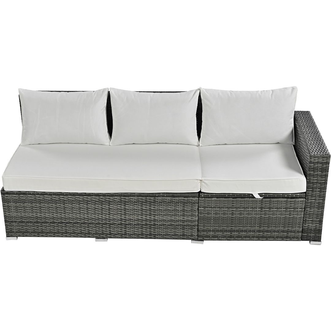 6-Piece PE Rattan Patio Sofa Set with Storage & Adjustable Seats