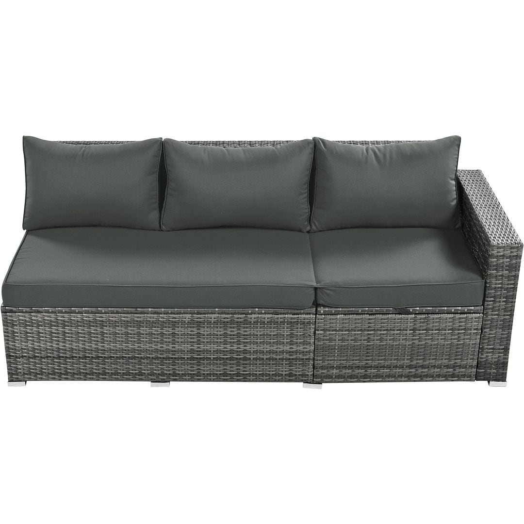 6-Piece PE Rattan Patio Sofa Set with Storage & Adjustable Seats