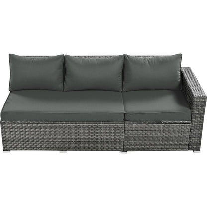 6-Piece PE Rattan Patio Sofa Set with Storage & Adjustable Seats