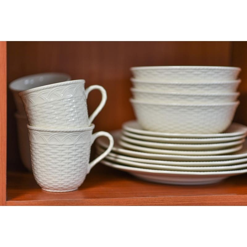 Red Vanilla Nantucket White Mug 16oz Set /4