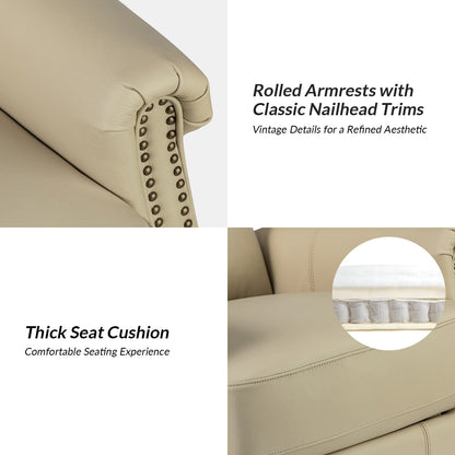 Renato Traditional Genuine Leather Nailhead Power Swivel Recliner Chair with Metal Base Set of 2 by HULALA HOME