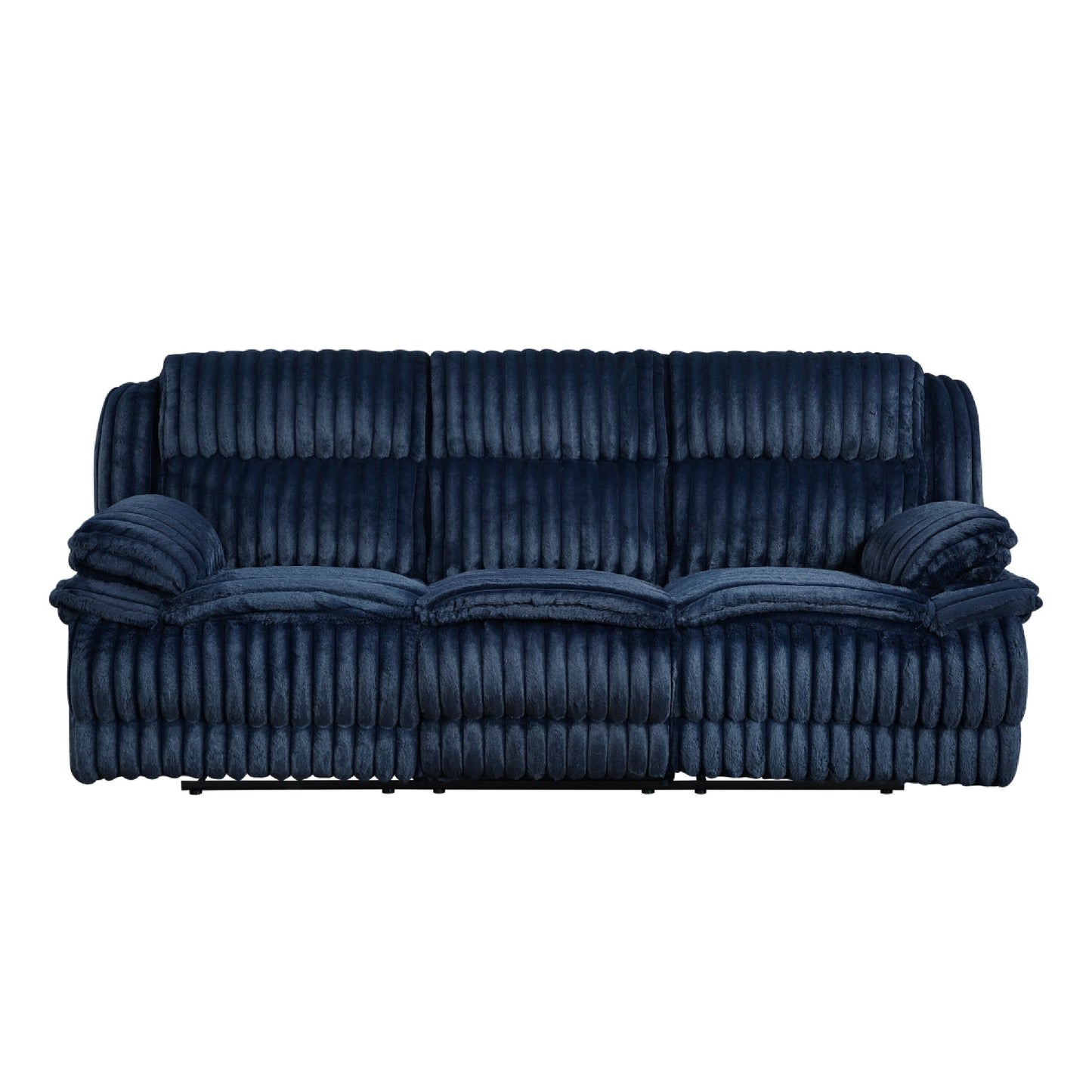 Rexy Manual Double Recliner Sofa, Textured Blue Corduroy, 95 Inch