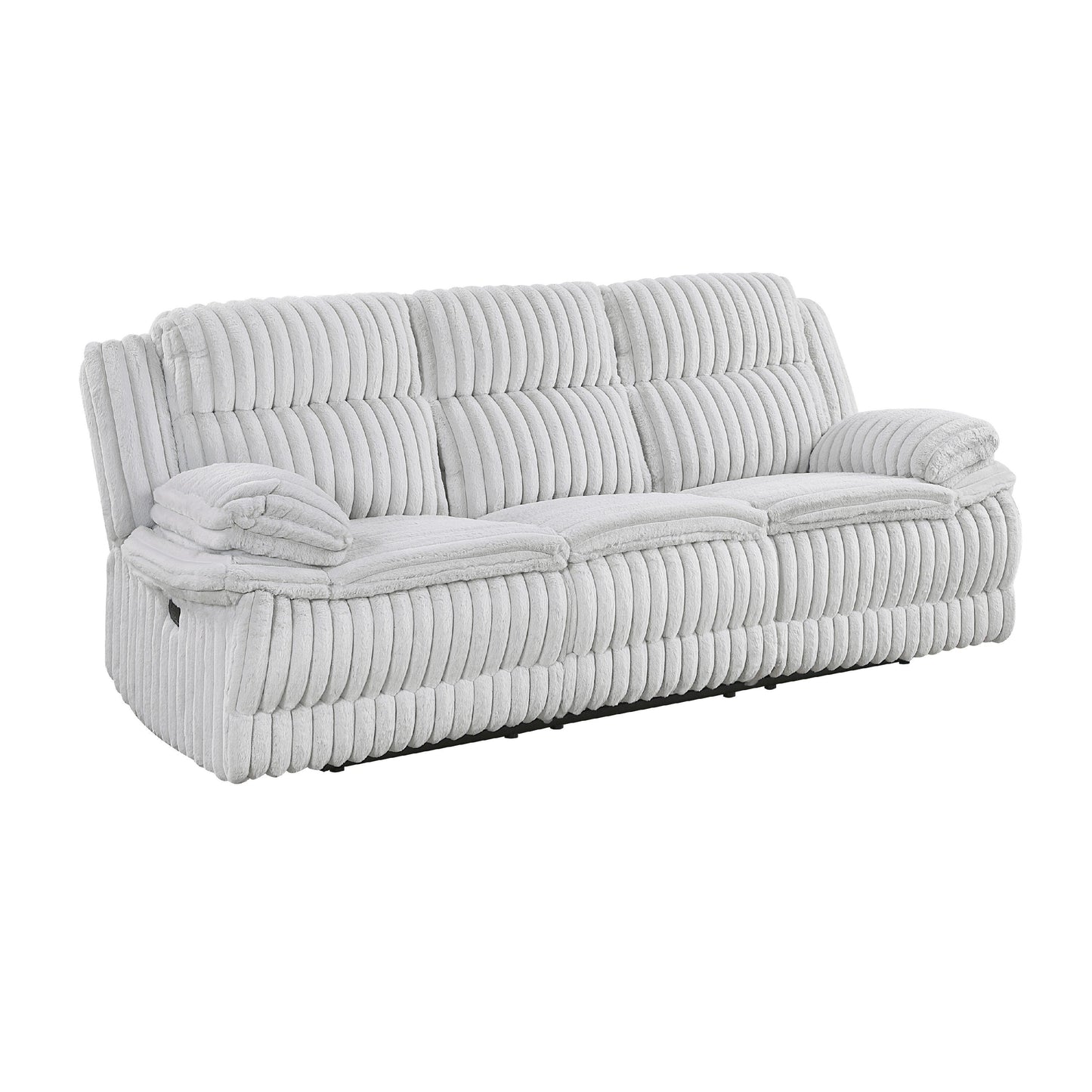 Rexy Manual Double Recliner Sofa, Textured Light Gray Corduroy 95 Inch